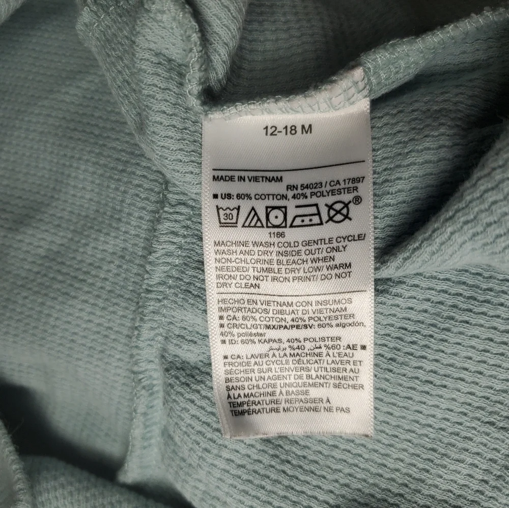 Old Navy Solid Thermal Long-Sleeve Drop-Waist Toddler Girl Dress Size 12-18M
